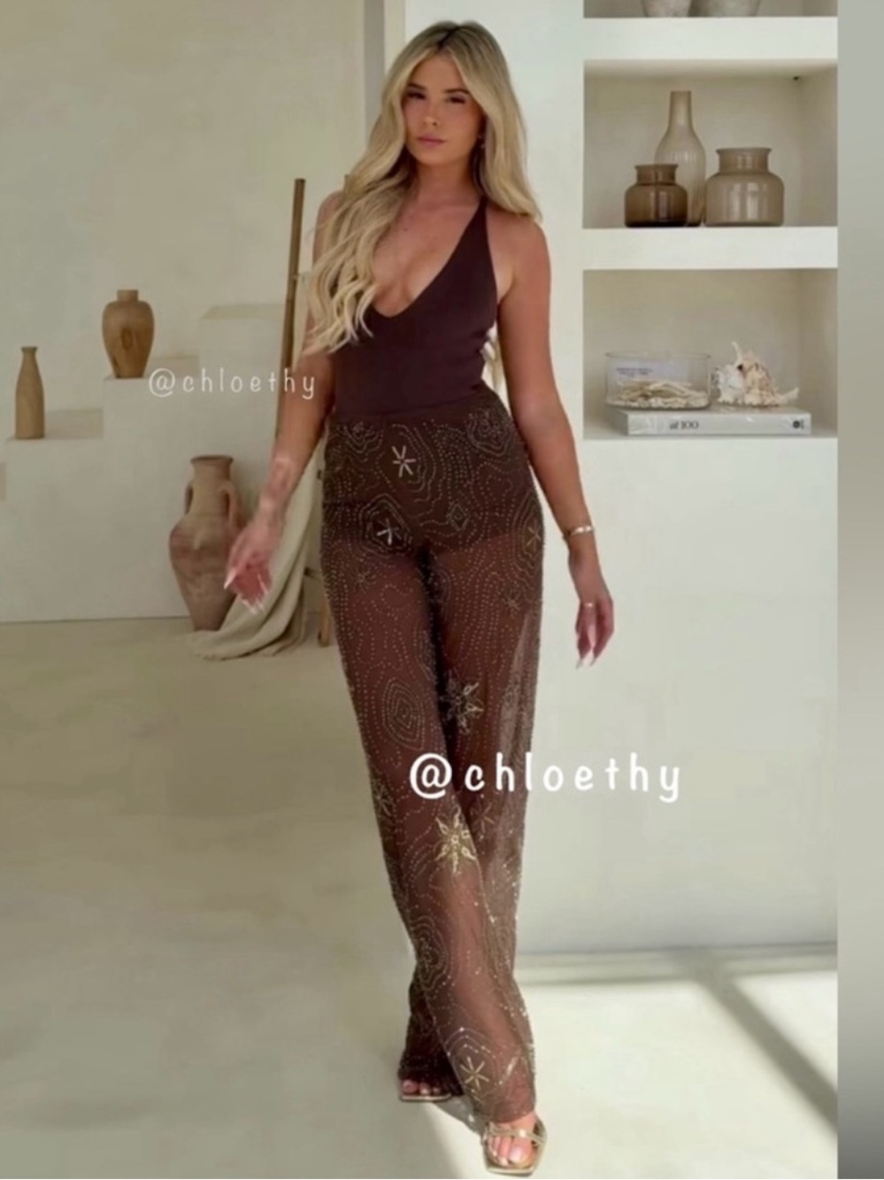 ZARA BEADED SEQUIN PANTS - Picture 7 of 15
